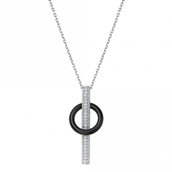 Silver and Onyx Pendant and Chain by Fei Liu
