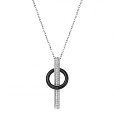 Silver and Onyx Pendant and Chain by Fei Liu