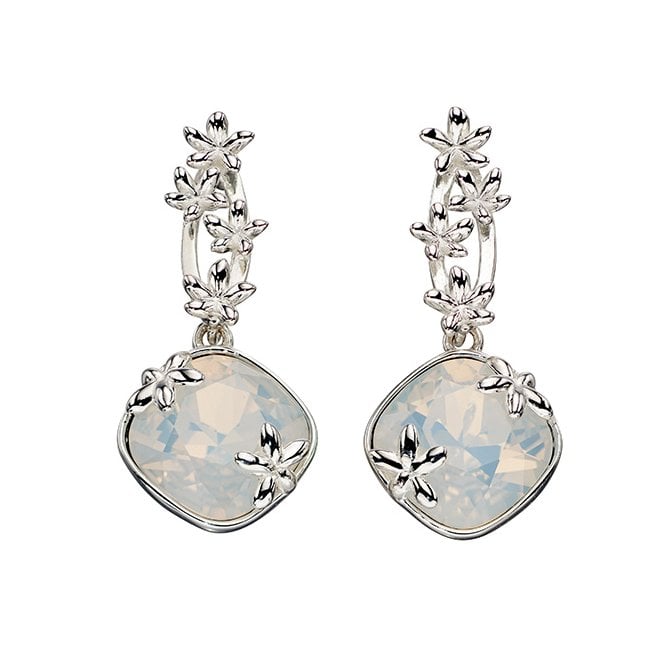 Silver and opal crystal earrings
