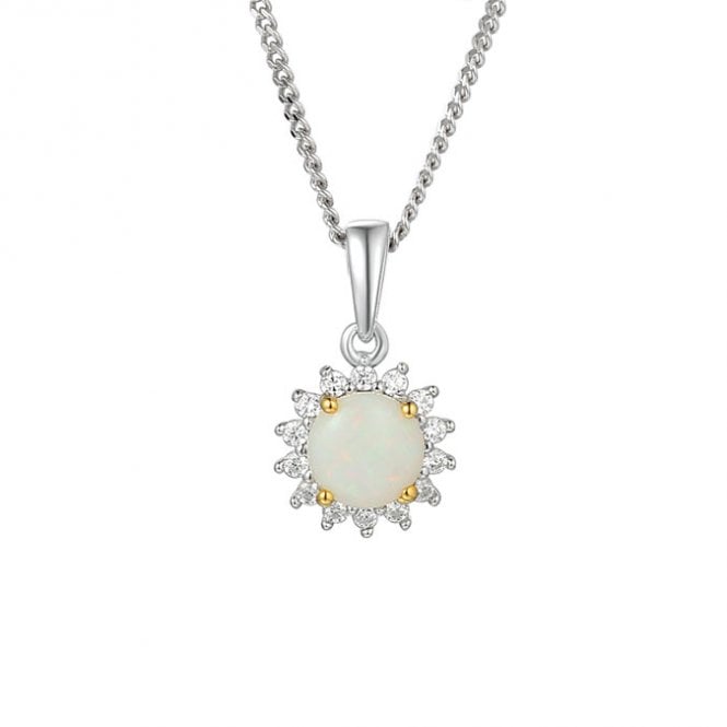 Silver and opal pendant and chain