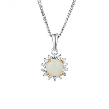 Silver and opal pendant and chain