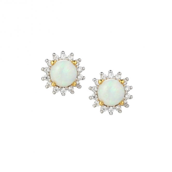 Silver and opal stud earrings