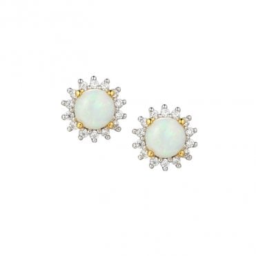 Silver and opal stud earrings