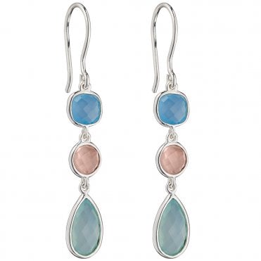 Silver and pastel drop earrings