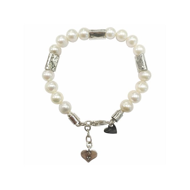 Silver and pearl bracelet