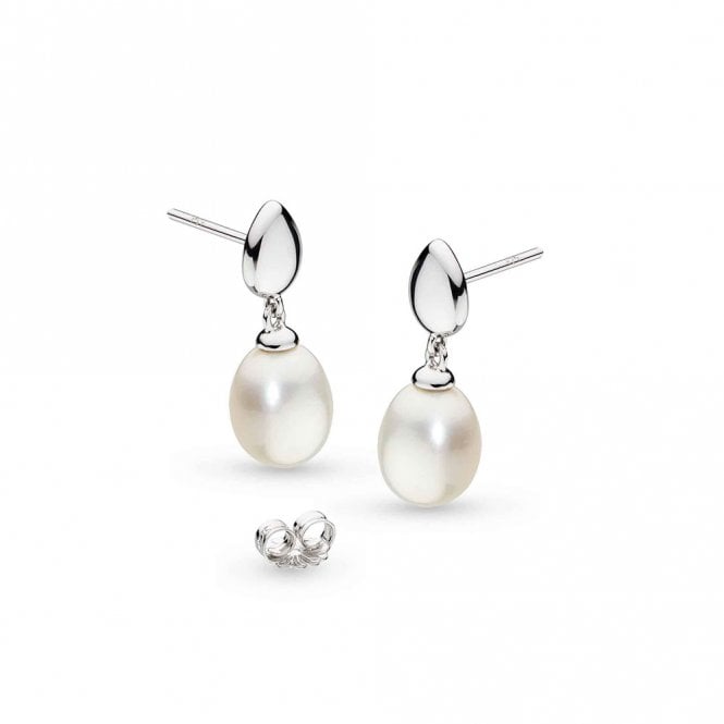 Silver and Pearl Coast Pebble Drop Earrings by Kit Heath