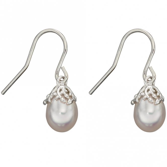 Silver and pearl drop earrings