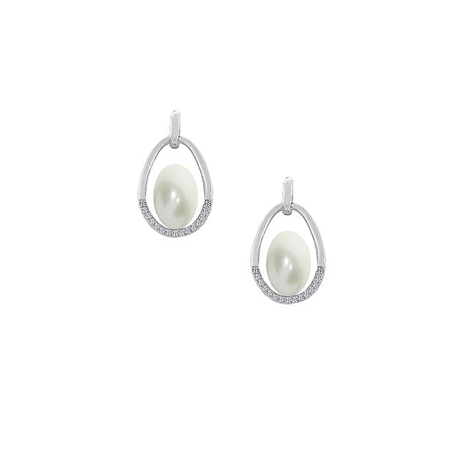 Silver and pearl drop earrings