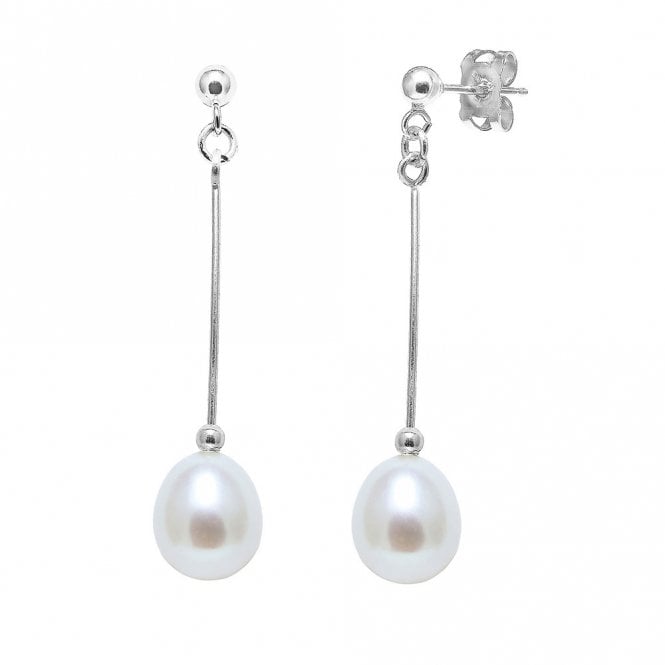 Silver and pearl drop earrings