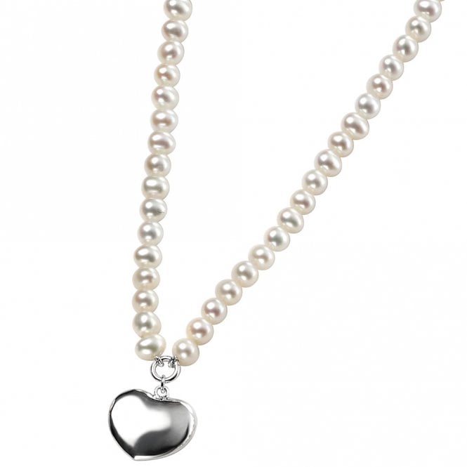 Silver and pearl heart necklace