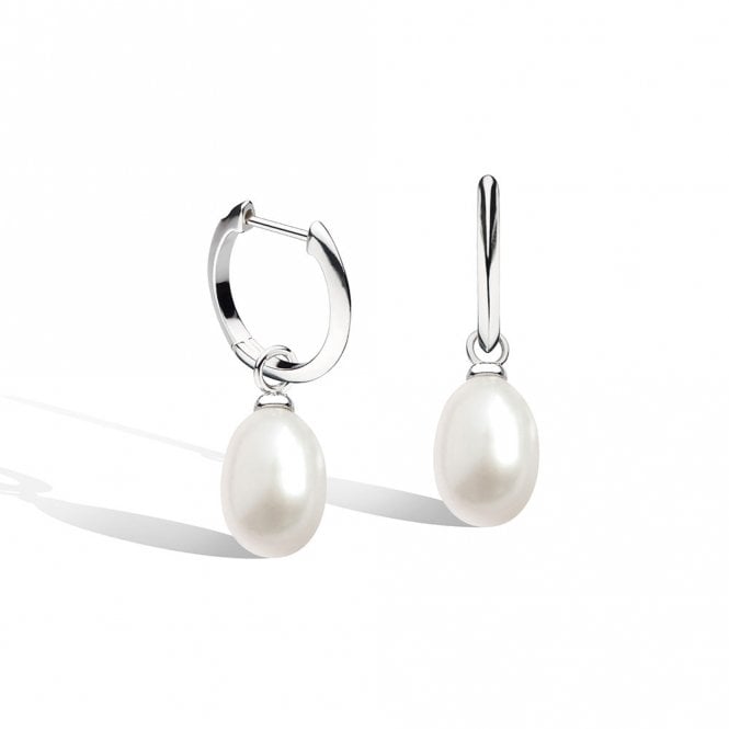 Silver and Pearl Hoop Earrings by Kit Heath