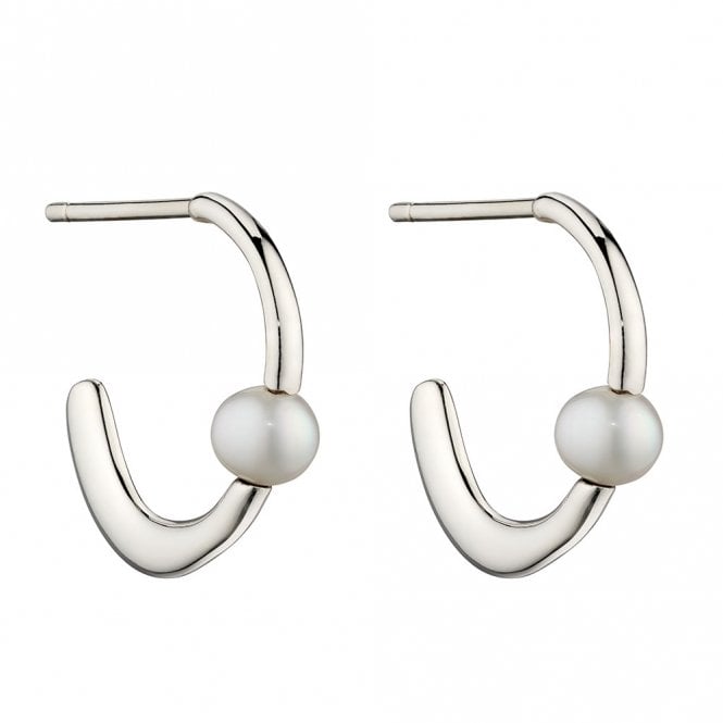Silver and Pearl Hoop Earrings