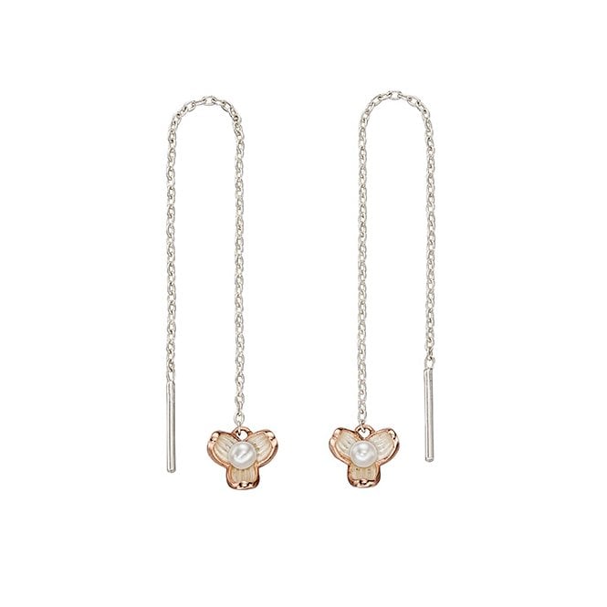 Silver and pearl pullthrough earrings
