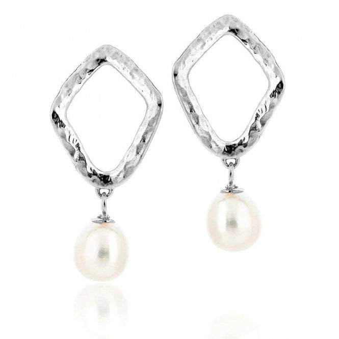 Silver and Pearl Thalassa Ripple Earrings by Claudia Bradby