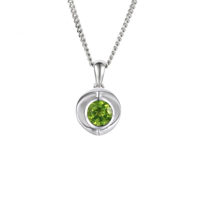 Silver and peridot pendant and chain