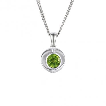 Silver and peridot pendant and chain
