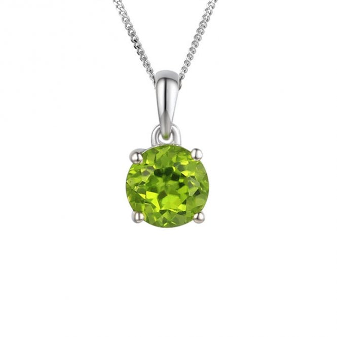 Silver and peridot pendant and chain