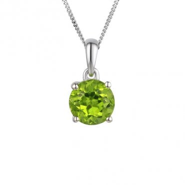 Silver and peridot pendant and chain