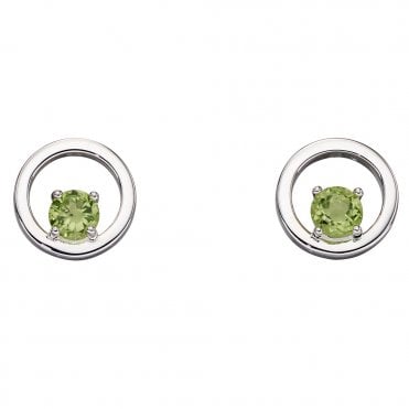 Silver and peridot stud earrings
