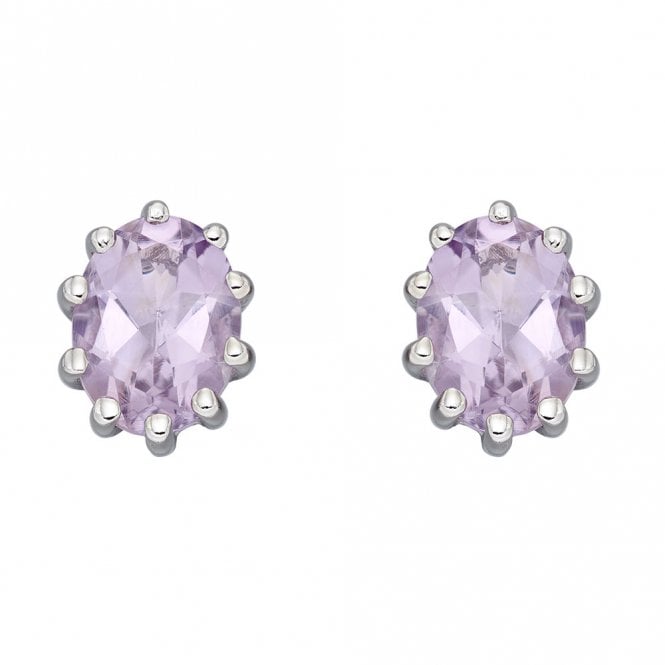 Silver and Pink Amethyst Stud Earrings