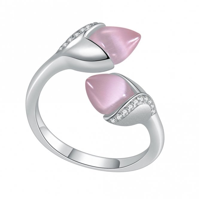 Silver and Pink Cats Eye Ring by Fei Liu