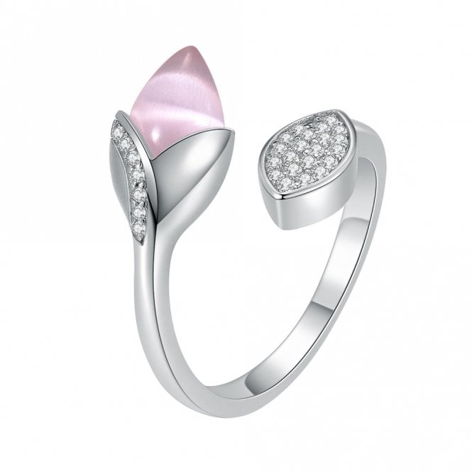 Silver and Pink Cats Eye Ring by Fei Liu