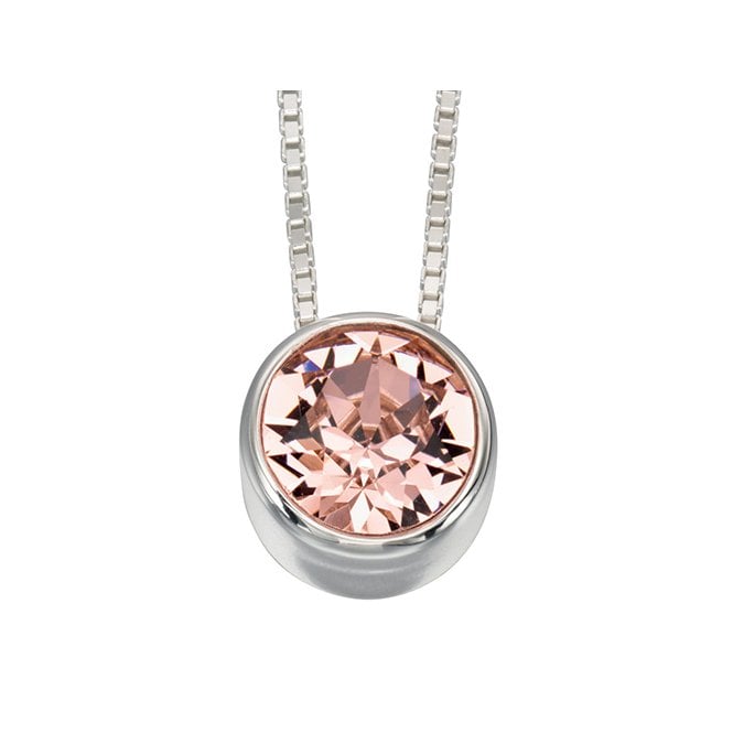 Silver and pink crystal necklace