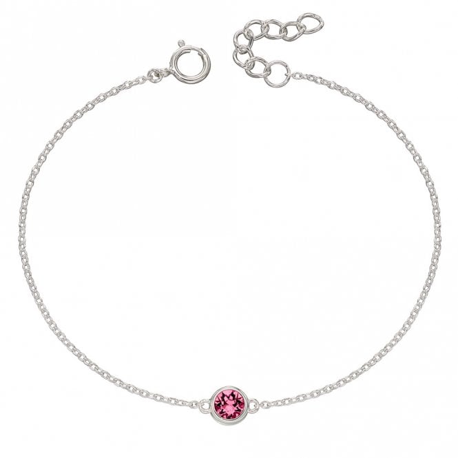Silver and Pink Cubic Zirconia Bracelet