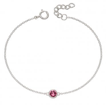 Silver and Pink Cubic Zirconia Bracelet