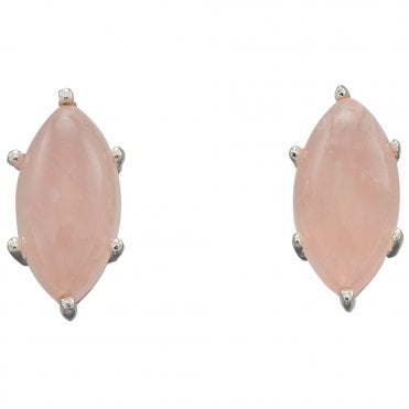 Silver and pink quartz studs