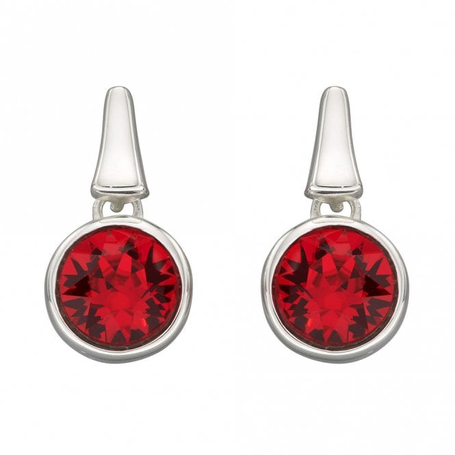 Silver and Red Crystal Drop Earrings