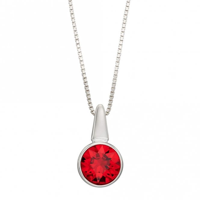 Silver and Red Crystal Pendant and Chain
