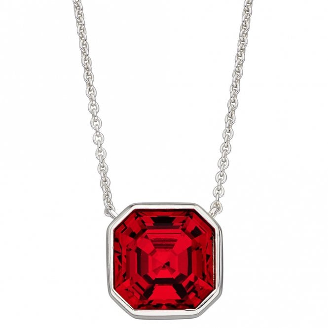 Silver and red Swarovski crystal necklace