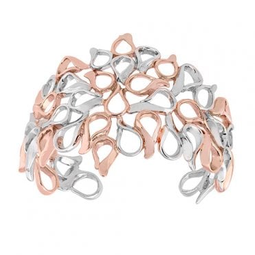 Silver and rose gold plated bangle