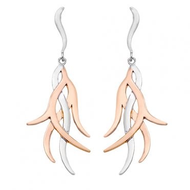 Silver and rose gold plated drop earrings