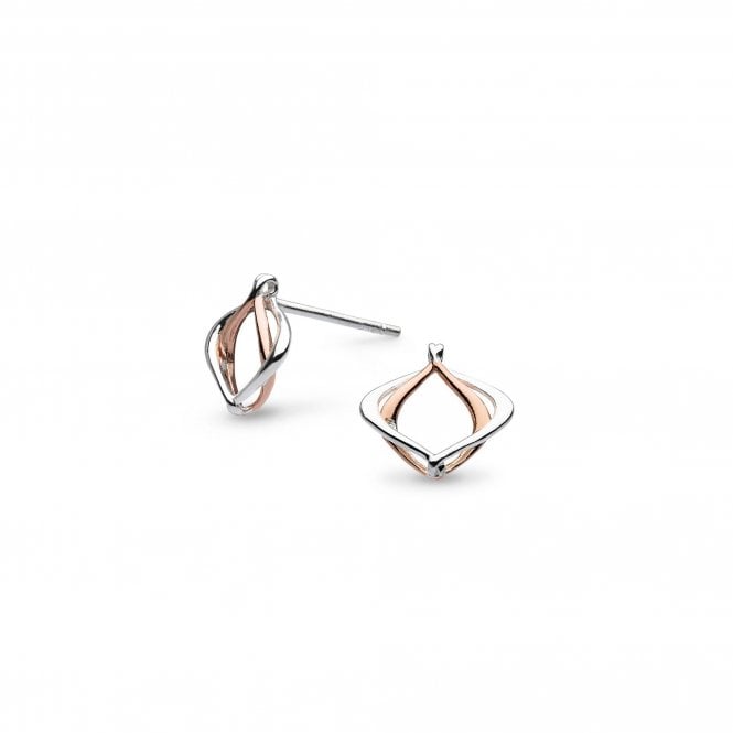 Silver and Rose Gold Plated Entwine Earrings by Kit Heath