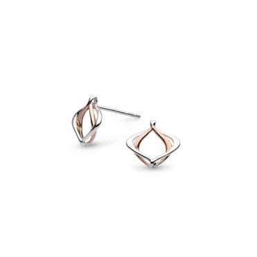 Silver and Rose Gold Plated Entwine Earrings by Kit Heath