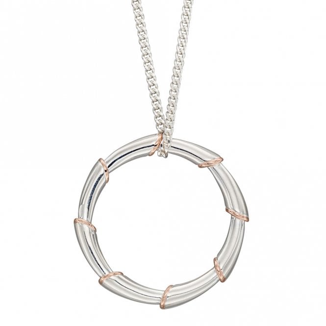 Silver and Rose Gold Plated Hoop Pendant and Chain
