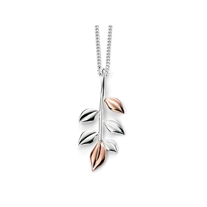 Silver and rose gold plated leaf necklace