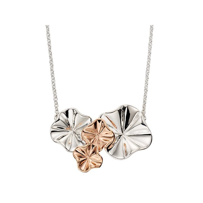 Silver and rose gold plated ruffle necklace