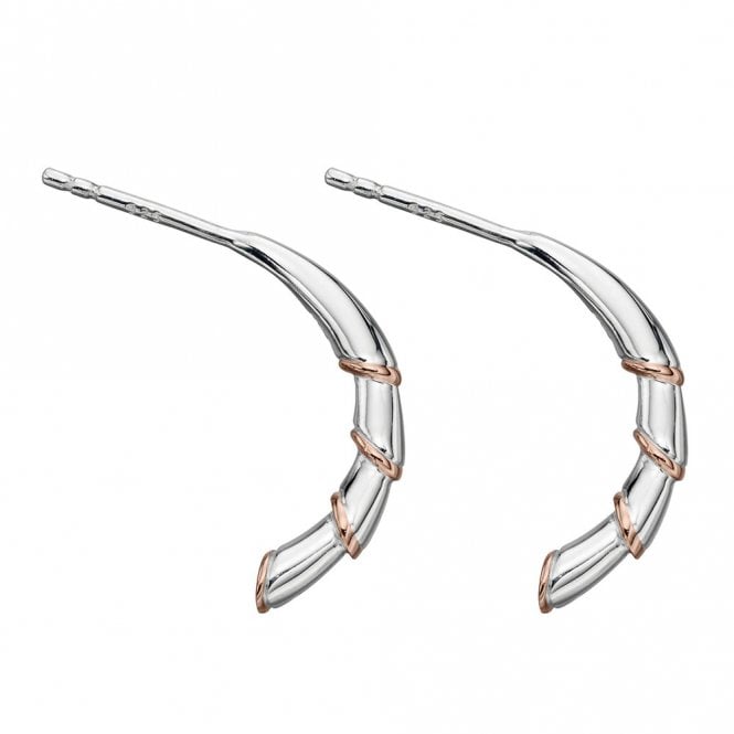 Silver and Rose Gold Plated Stem Hoop Earrings