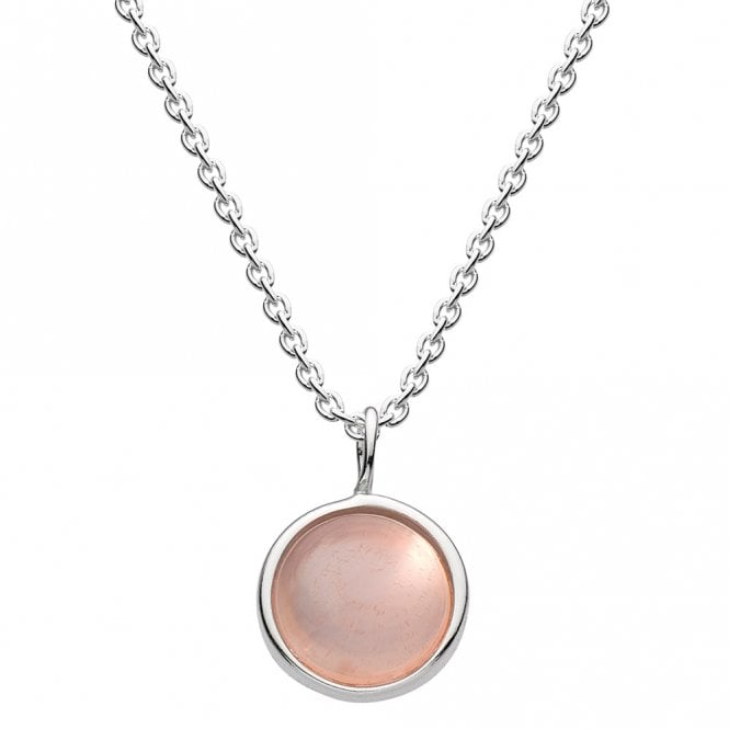 Silver and rose quartz pendant and chain by Kit Heath