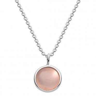 Silver and rose quartz pendant and chain by Kit Heath