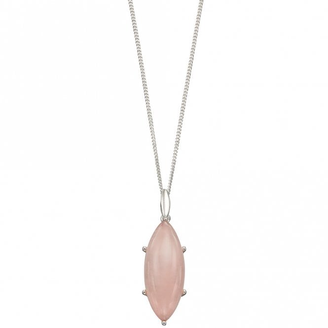 Silver and rose quartz pendant and chain