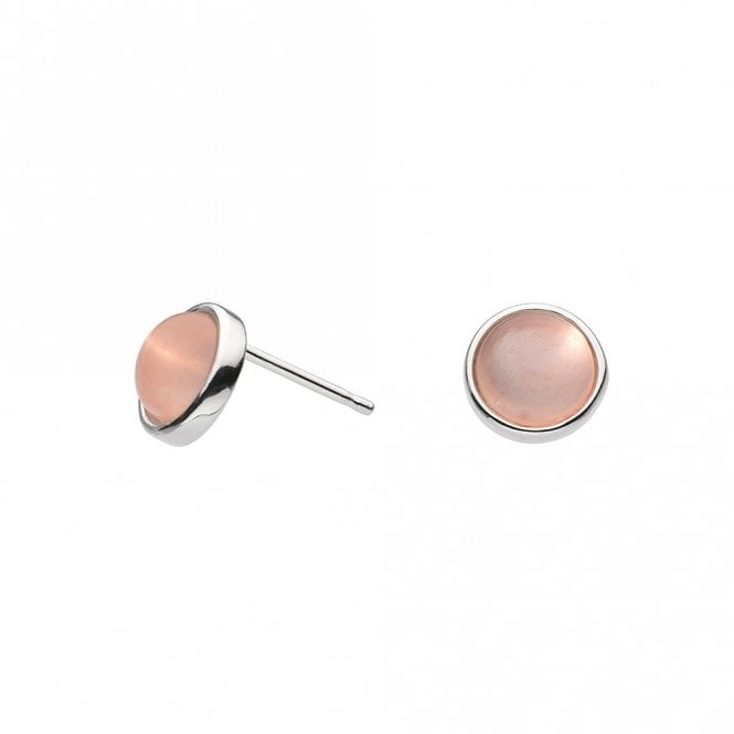 Silver and rose quartz stud earrings by Kit Heath