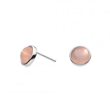 Silver and rose quartz stud earrings by Kit Heath