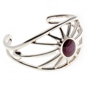 Silver and ruby cuff