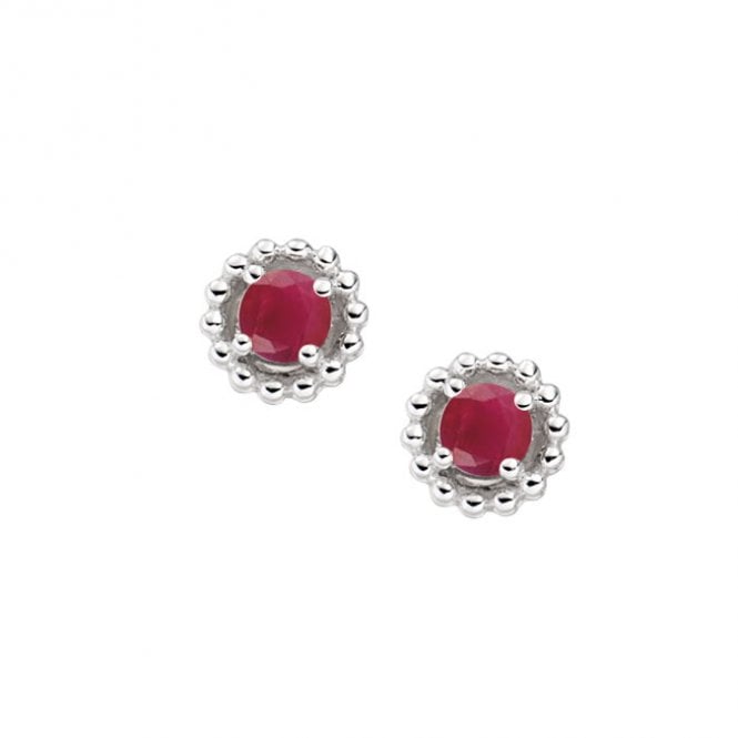 Silver and ruby stud earrings