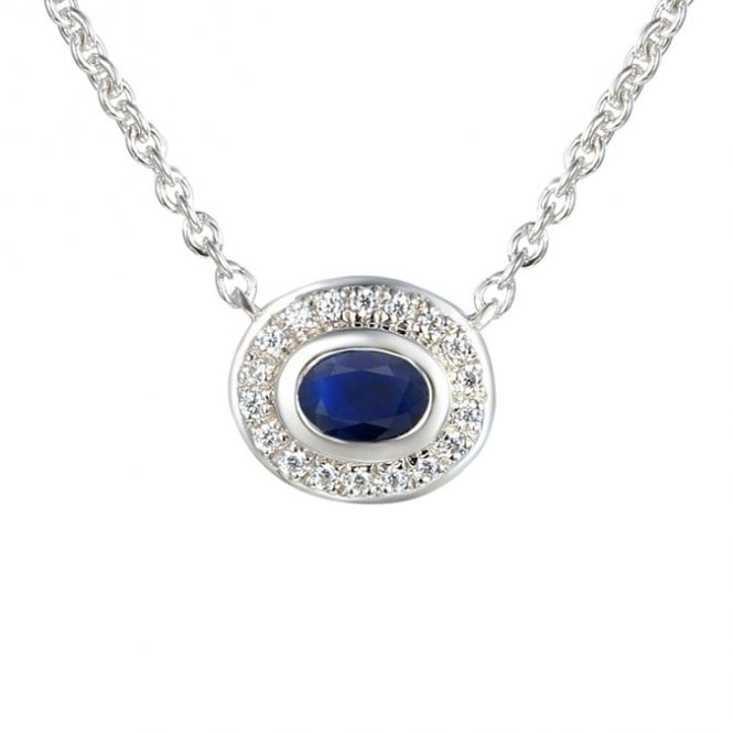 Silver and Sapphire Cluster Necklace