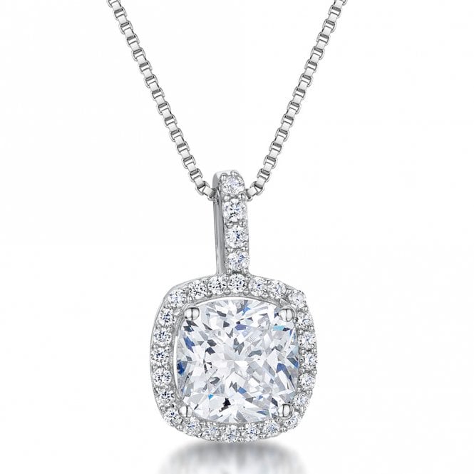Silver and sky blue cubic zirconia necklace by Jenny Brown